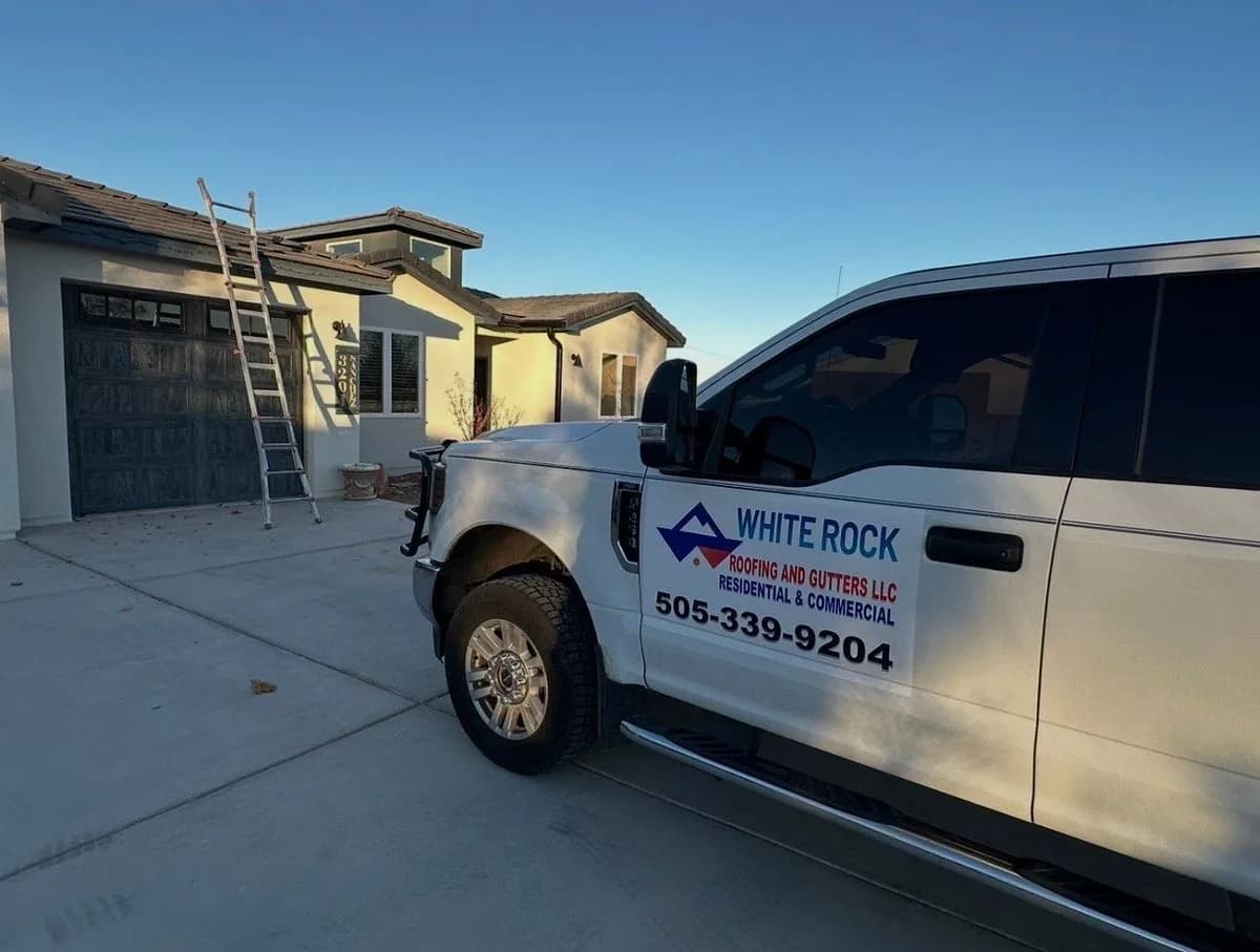 White Rock Roofing owner by the company truck